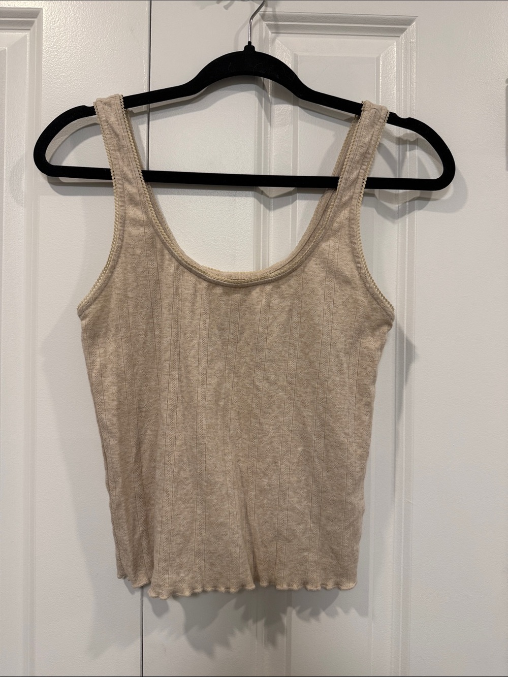 American Eagle Outfitters Ribbed Scoop Tank in Light Beige